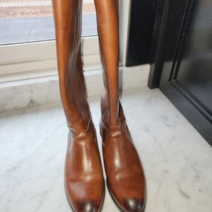 FRYE Women's Lindsay Cognac 10B cross strap plate. Excellent Cond